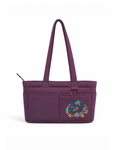 (TTCPEBB-FF-DPU) Dark Purple Puffer Flower Fish Embroidery Boston Bag