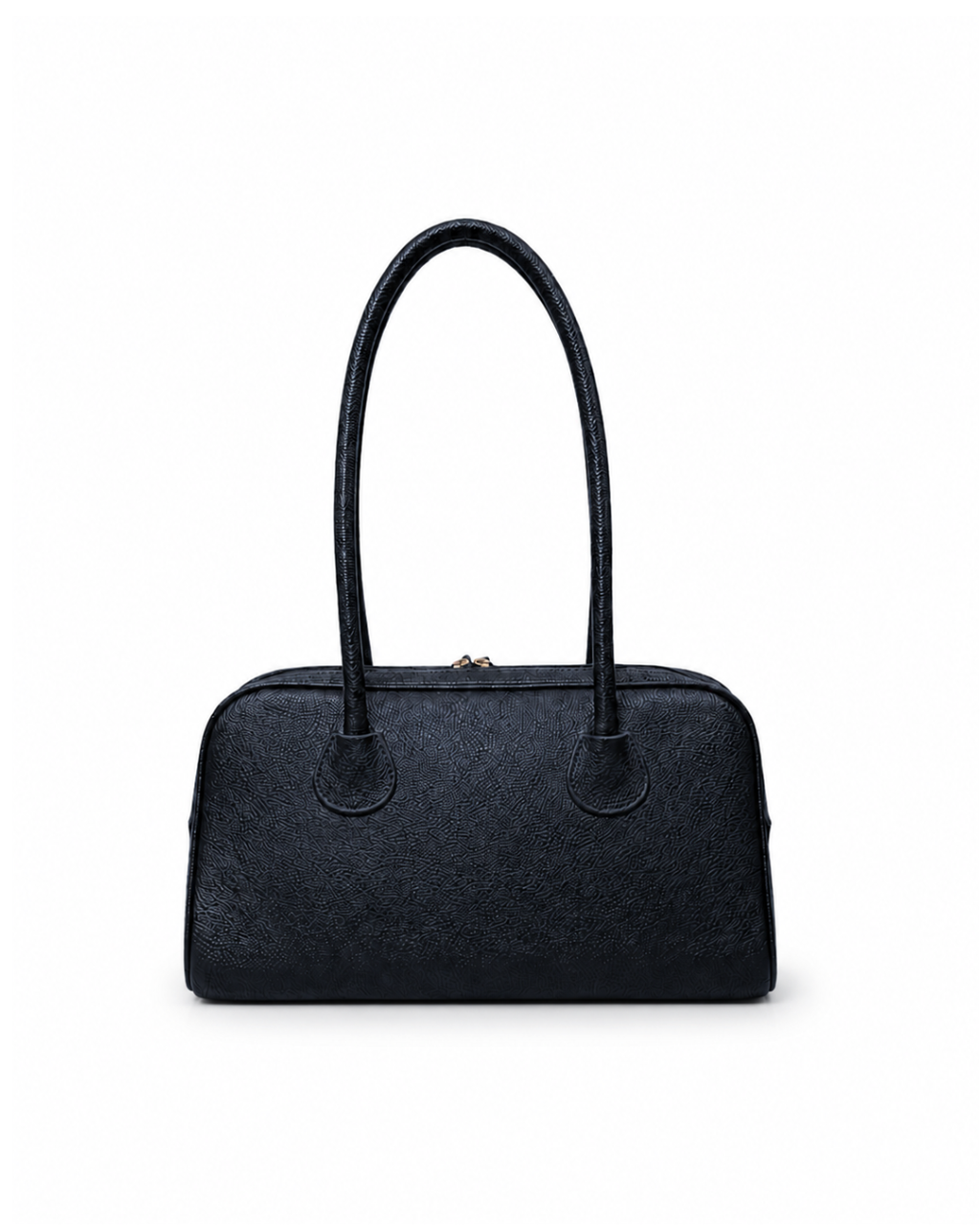 (TTCLBB-PG-NBL) Navy Blue Peony Flower Leather Boston Bag