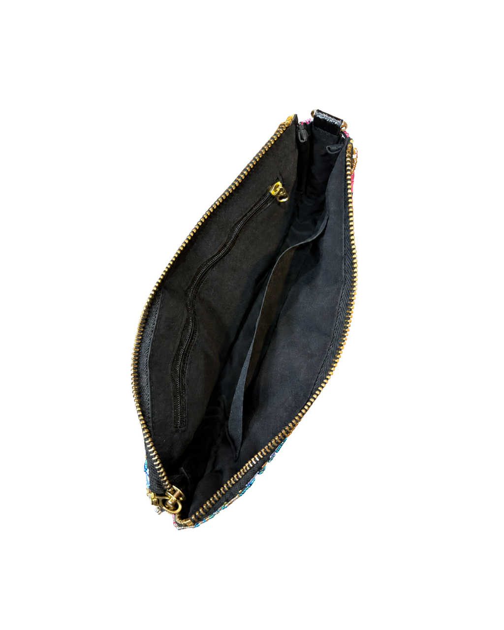 (SHBMLPB-ORYLWBLU-BLK) Yellow Blue Orchid Black Medium Leather Pochette Bag
