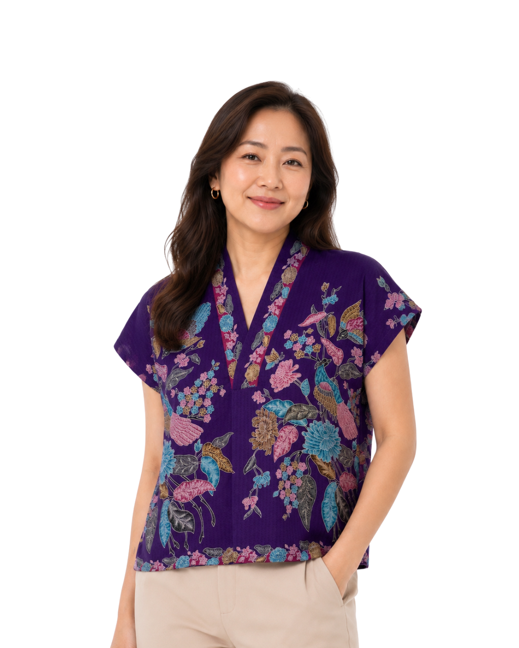 (TKB-PH-DPU) Dark Purple Phoenix Kimono Blouse