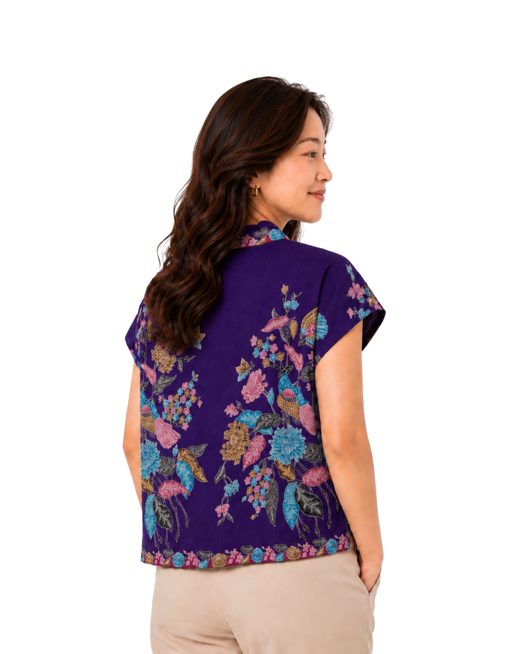 (TKB-PH-DPU) Dark Purple Phoenix Kimono Blouse
