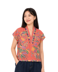 (TKB-PH-PCH) Peach Phoenix Kimono Blouse