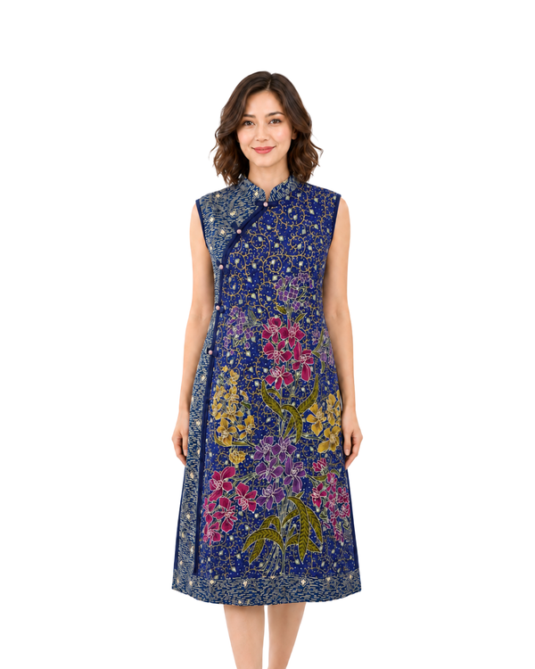 (DCD-OR-BLU) Orchid Blue Cheongsam Dress