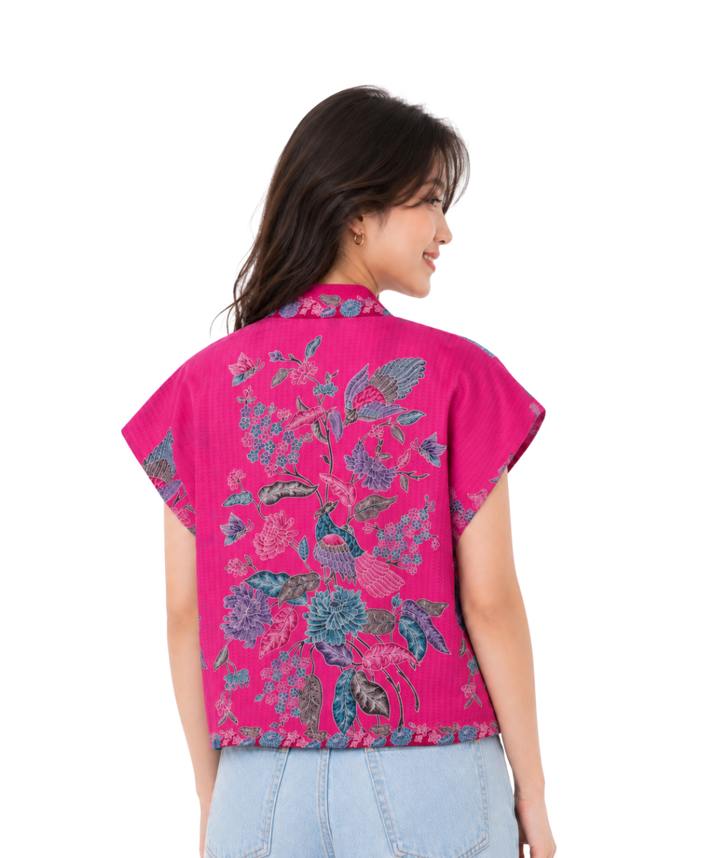 (TKB-PH-PNK) Pink Phoenix Kimono Blouse