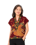 (TKB-PE-MAR) Maroon Peacock Kimono Blouse
