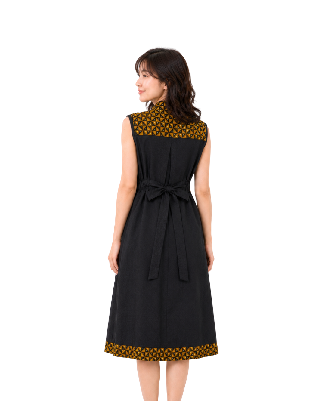 (DCD-OR-TURBLK) Orchid Turquoise Black Cheongsam Dress