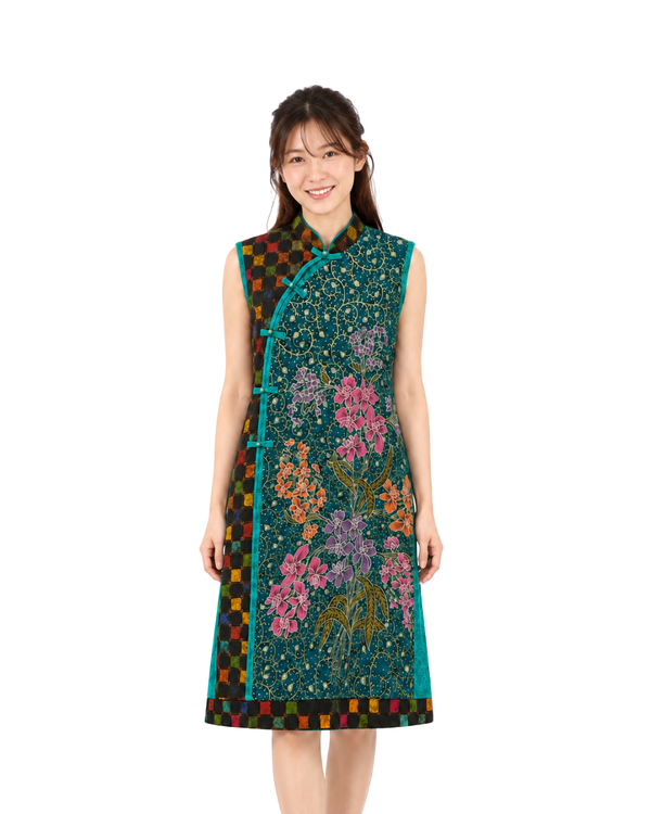 (DCD-OR-TUR) Orchid Turquoise Cheongsam Dress