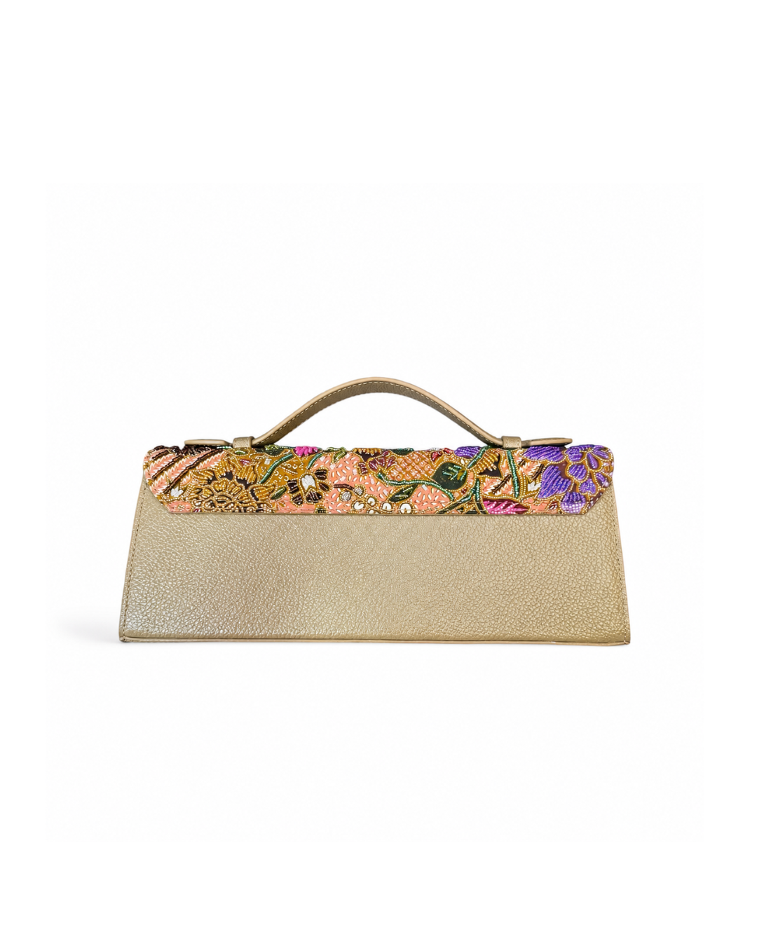 (TTCLTB-PFYLWPNK-BEI) Yellow Pink Peony Flower Beige Leather Trapeze Bag