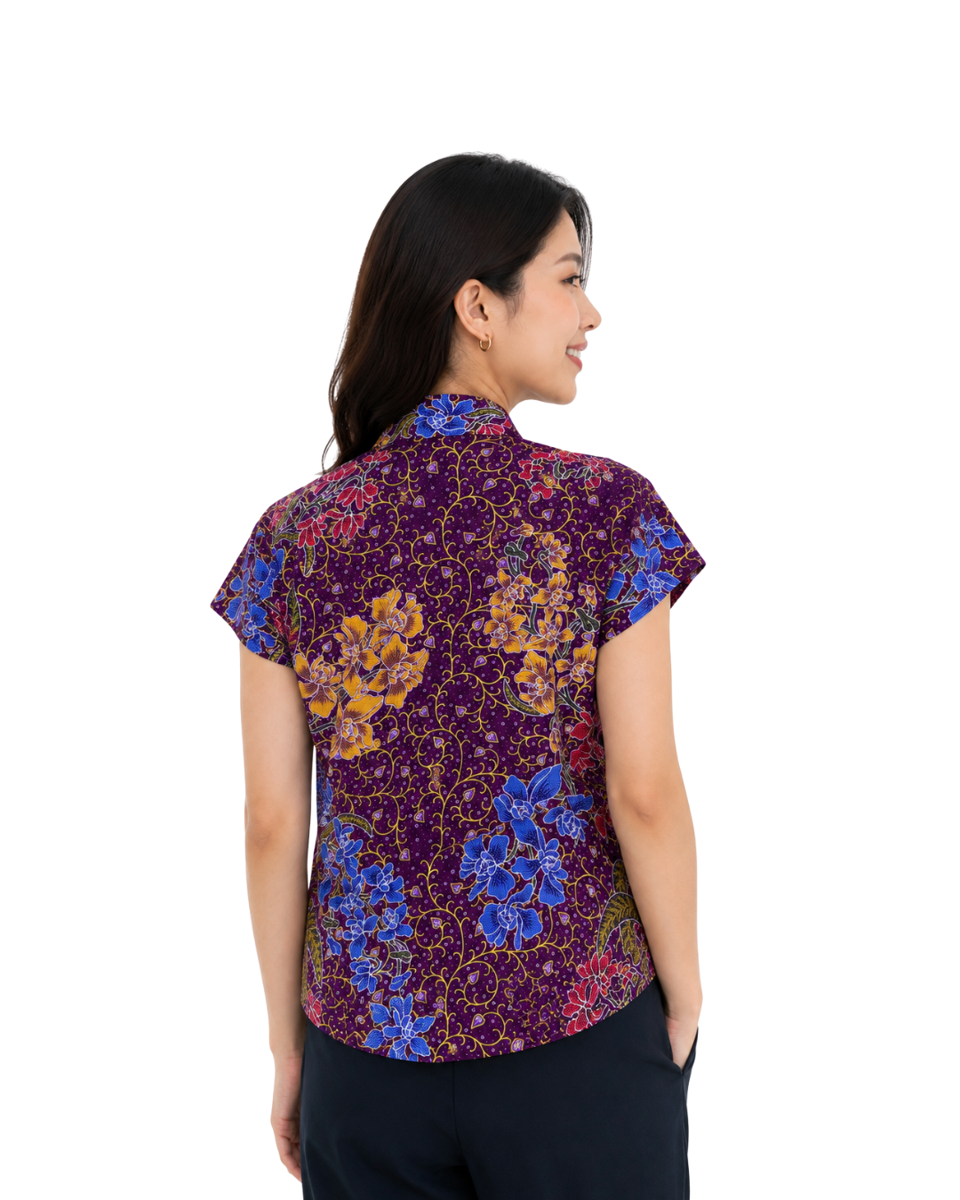 (TKB-OR-PUR) Purple Orchid Kimono Blouse