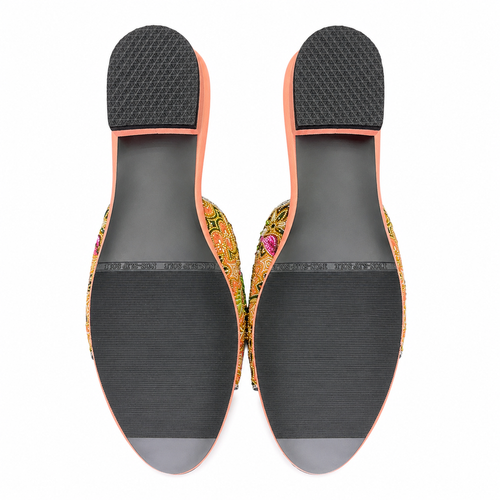 (FPE-FLOY) Peach Flats - Yellow Beaded Flower
