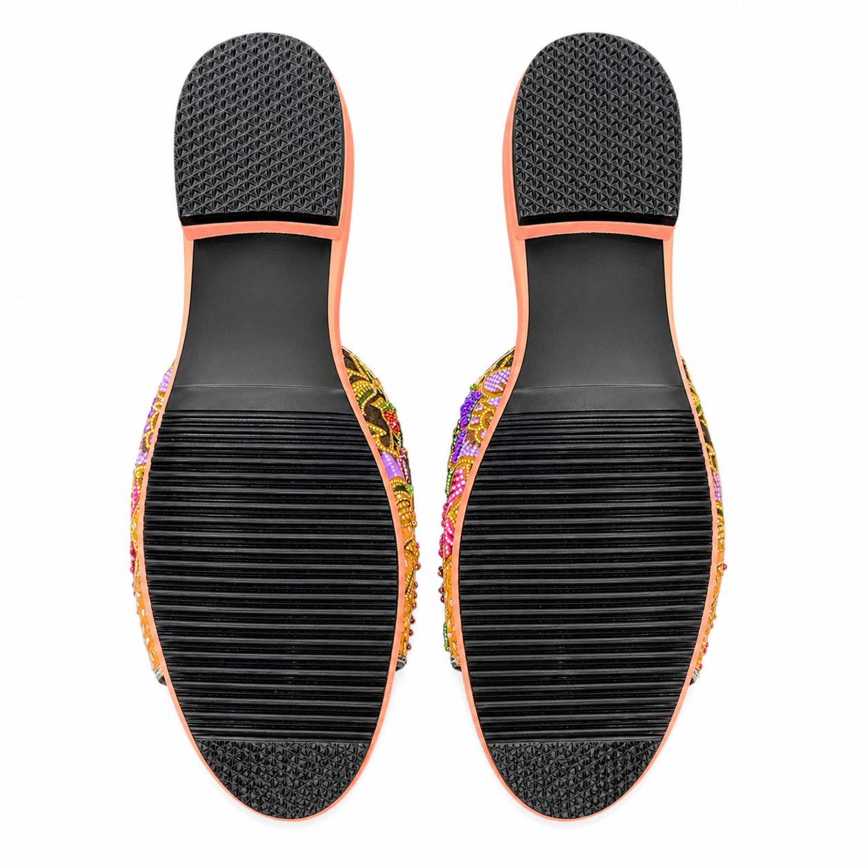 (FPE-FLOPU) Peach Flats - Purple Beaded Flower