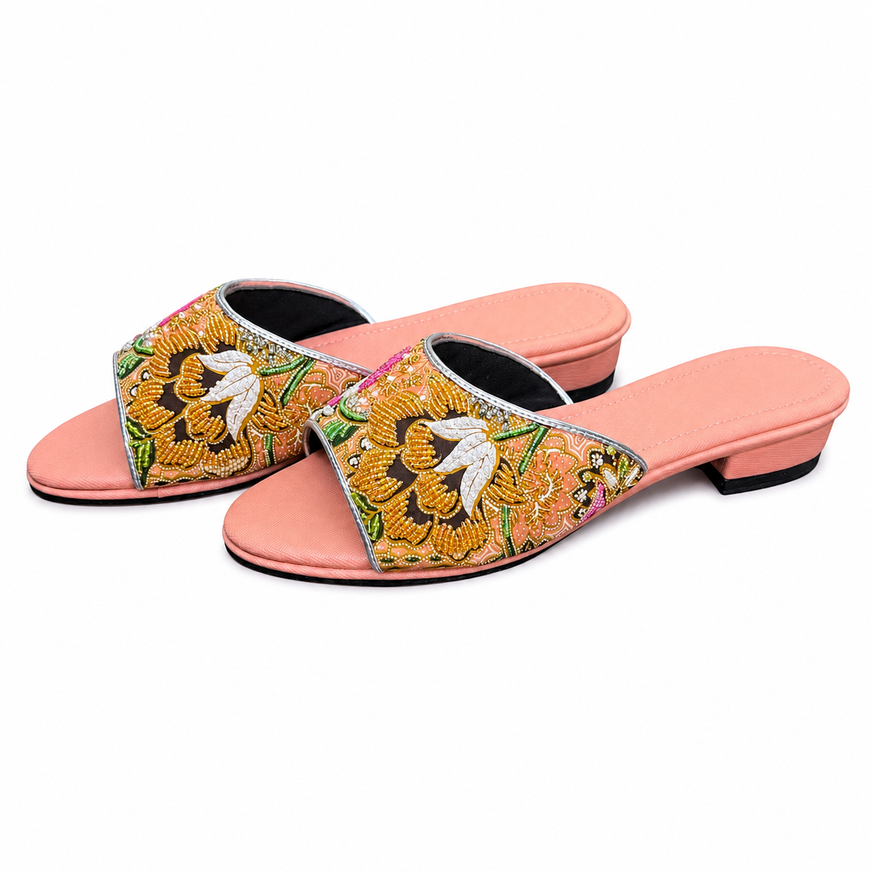 (FPE-FLOY) Peach Flats - Yellow Beaded Flower