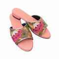 (FPE-FLOPI) Peach Flats - Pink Beaded Flower