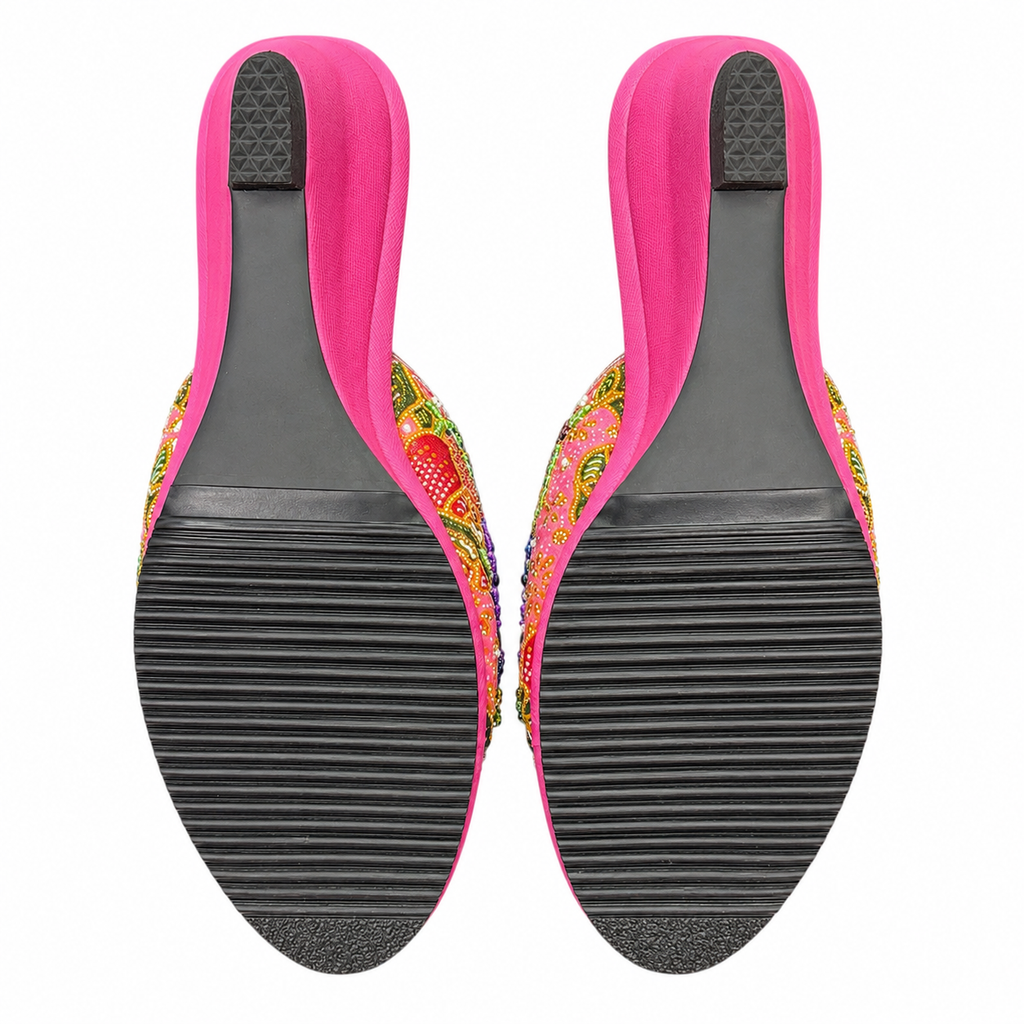 (WPI-FLOPU) Pink Wedges - Purple Beaded Flower