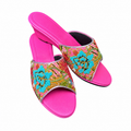 (WPI-FLOT) Pink Wedges - Turquoise Beaded Flower