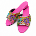 (FPI-FLOPUT) Pink Flats - Purple Turquoise Beaded Flower