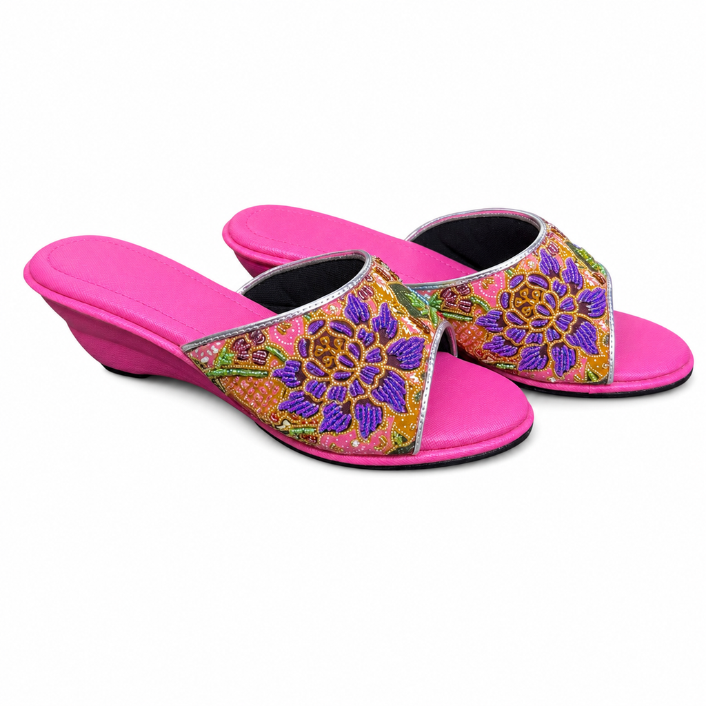 (WPI-FLOPU) Pink Wedges - Purple Beaded Flower
