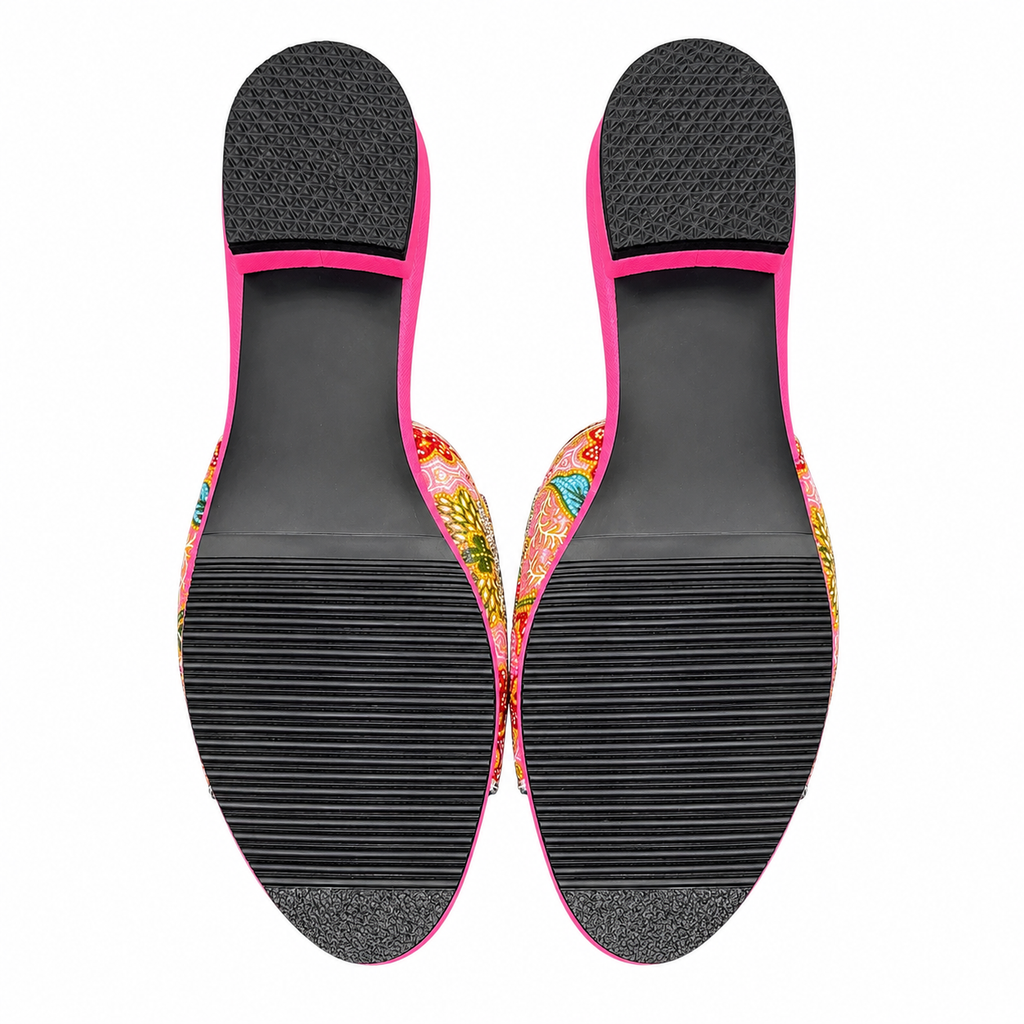 (FPI-FLOR) Pink Flats - Red Beaded Flower