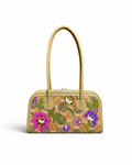 Beige Leather Boston Bag