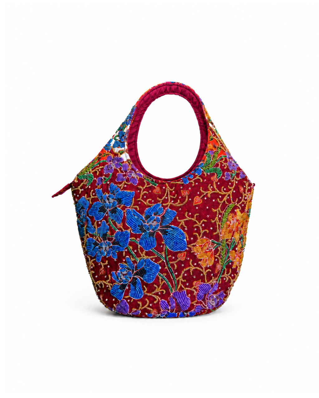 (TTCRTB-OR-MAR) Maroon Orchid Round Tote Bag