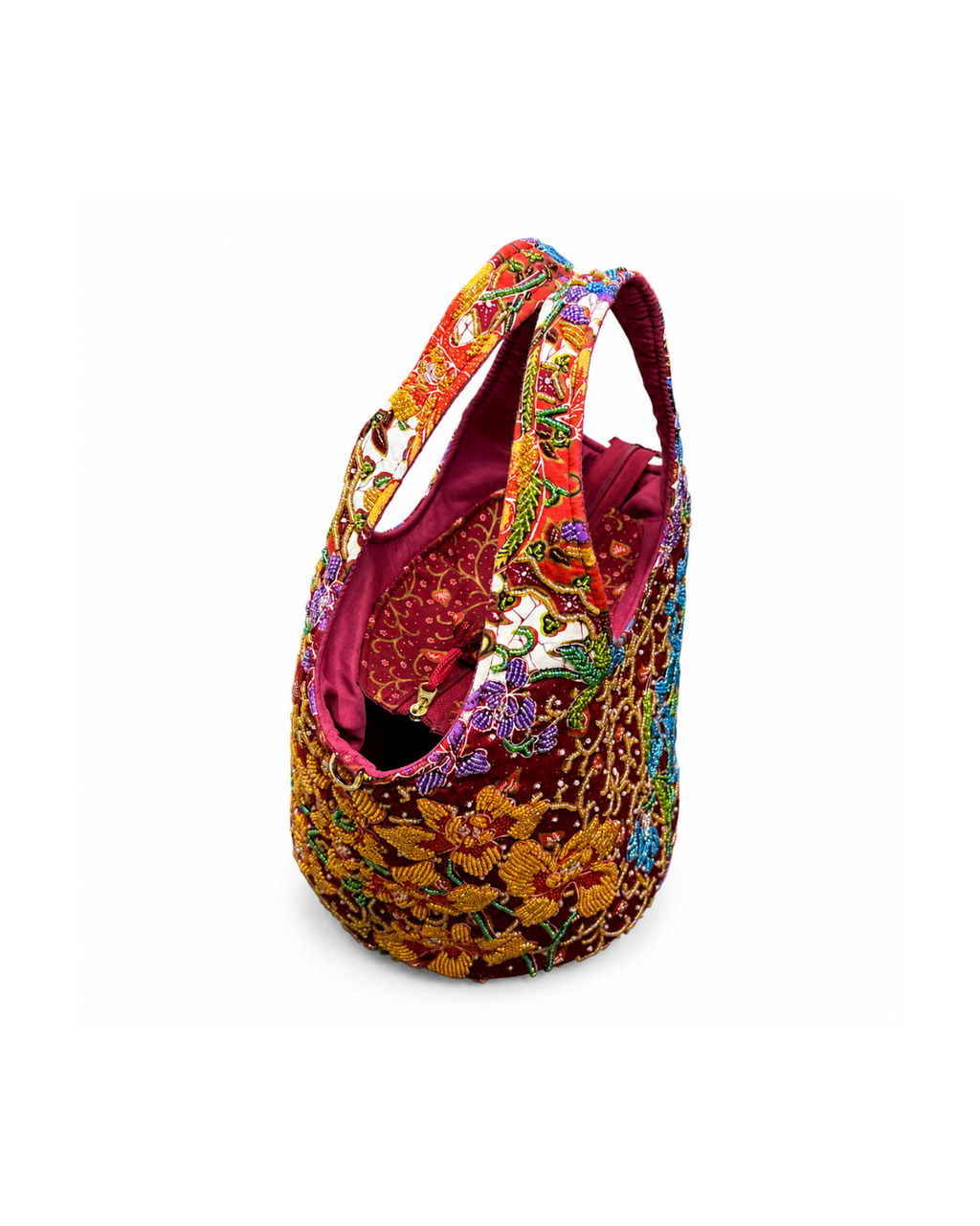 (TTCRTB-OR-MAR) Maroon Orchid Round Tote Bag