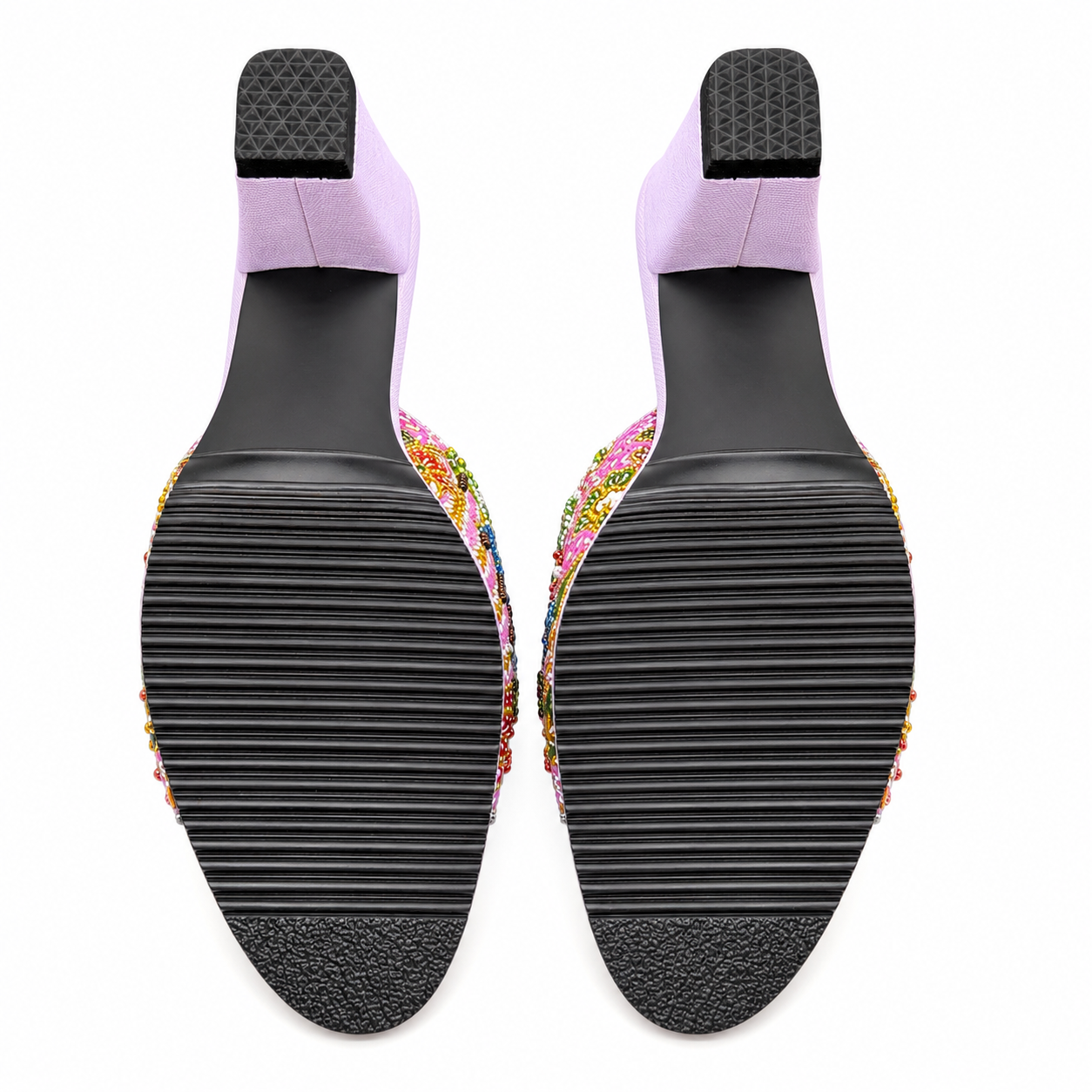 (HPU-FLOPI) Purple Heels - Pink Beaded Flower