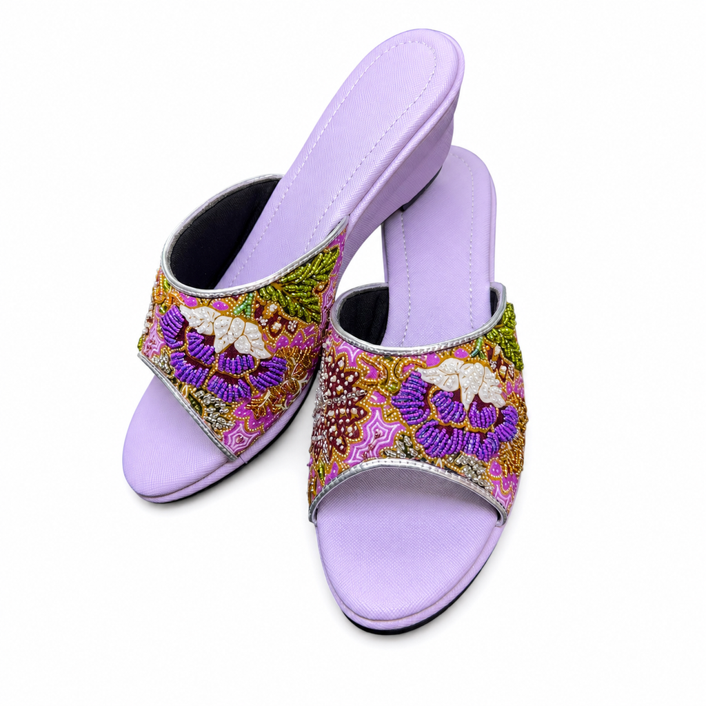 (WPU-FLOPU) Purple Wedges - Purple Beaded Flower