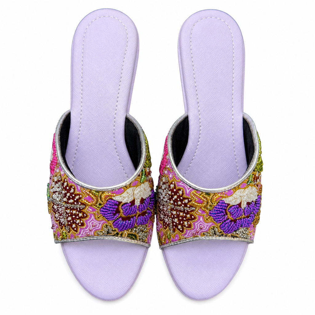 (WPU-FLOPU) Purple Wedges - Purple Beaded Flower