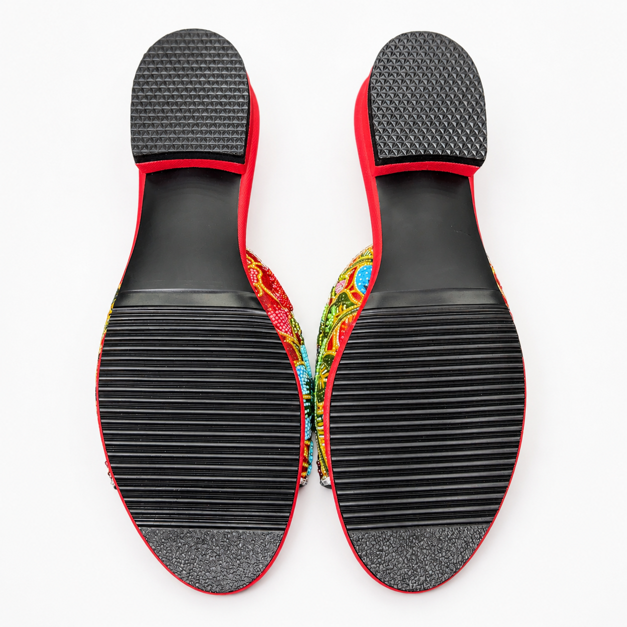 (FR-FLOT) Red Flats - Turquoise Beaded Flower