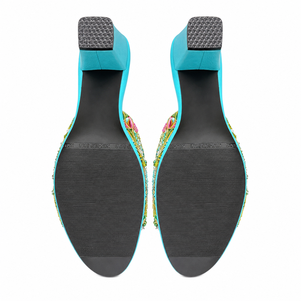 (HT-FLOT) Turquoise Heels - Turquoise Beaded Flower
