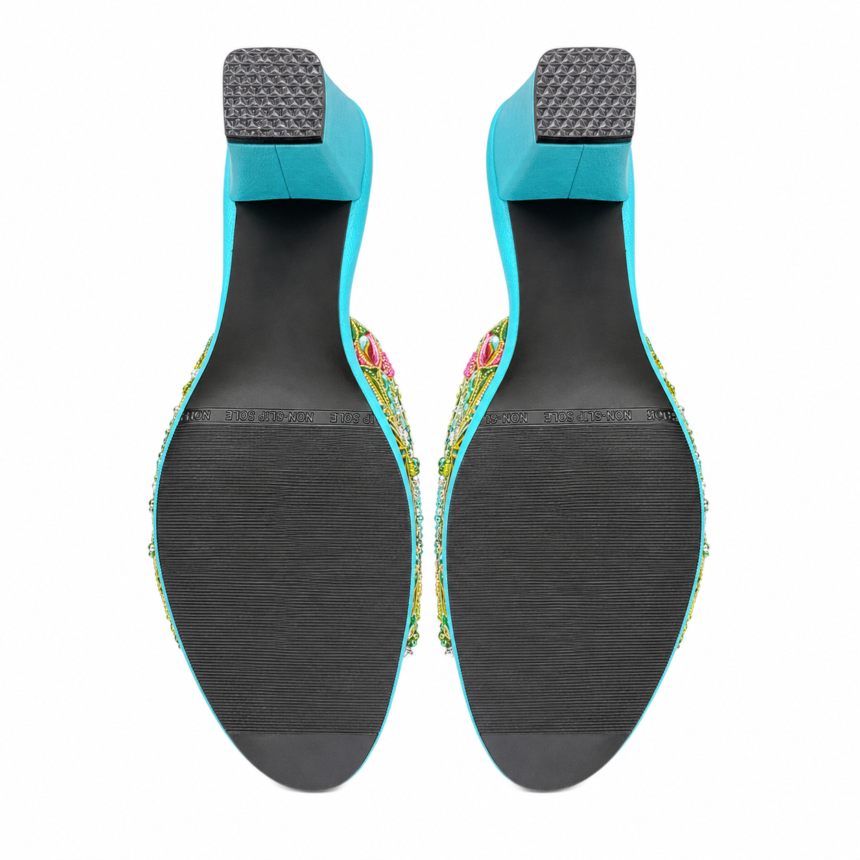 (HT-FLOT) Turquoise Heels - Turquoise Beaded Flower