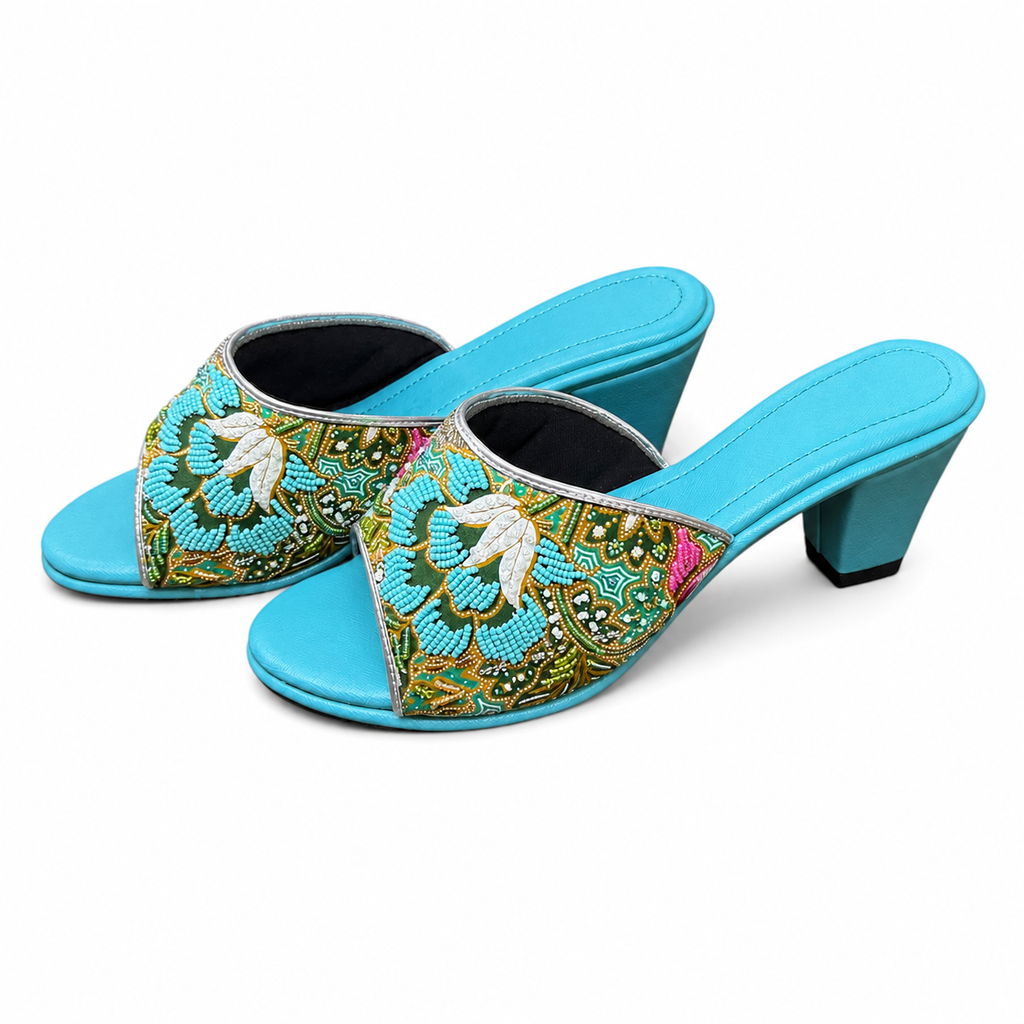 (HT-FLOT) Turquoise Heels - Turquoise Beaded Flower