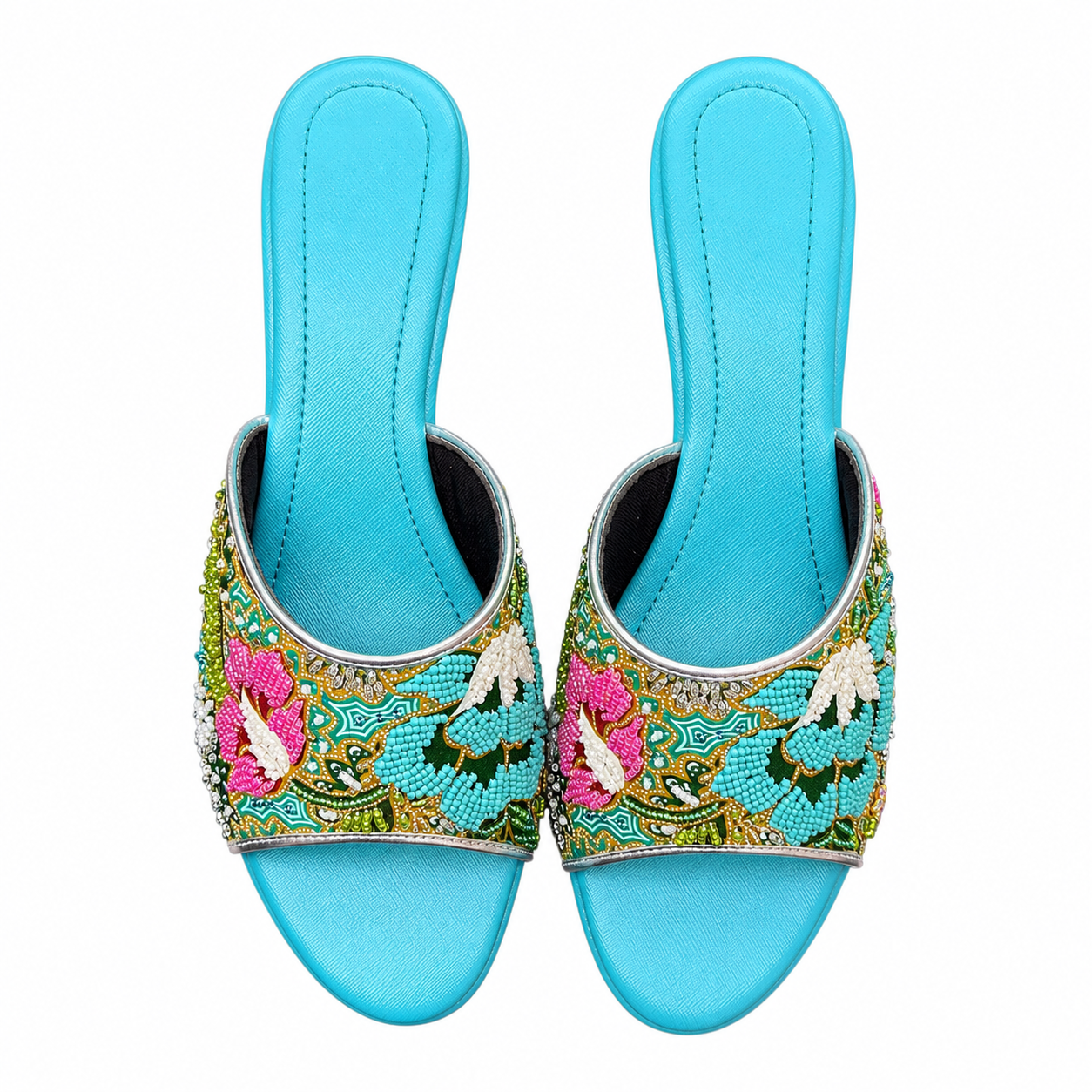 (HT-FLOT) Turquoise Heels - Turquoise Beaded Flower