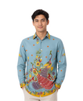 (LSPC-PE-SAG) Long Sleeve Pointed Collar Sage Peacock Shirt