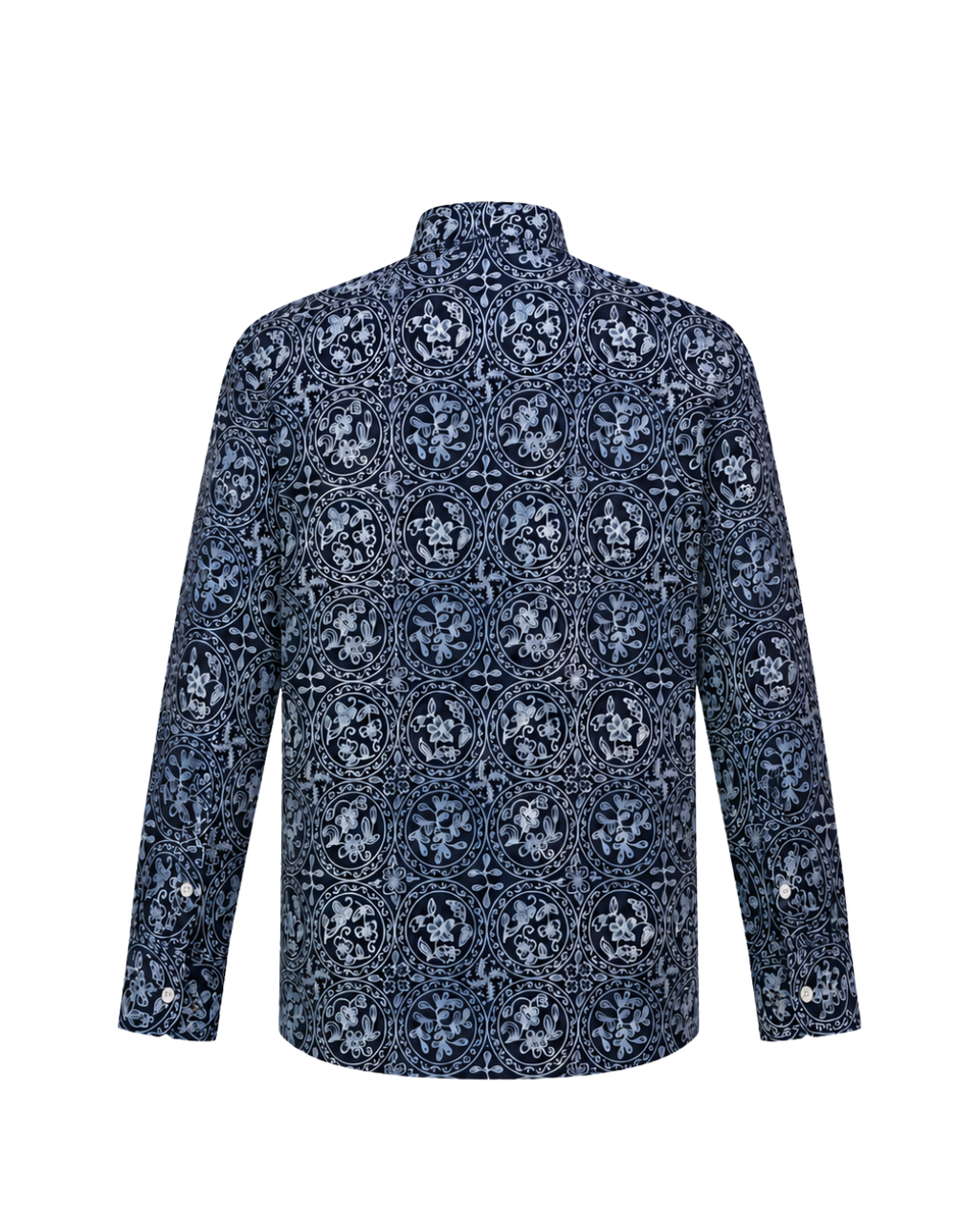 (LSPC-C-BLU) Long Sleeve Pointed Collar Blue Circles Shirt