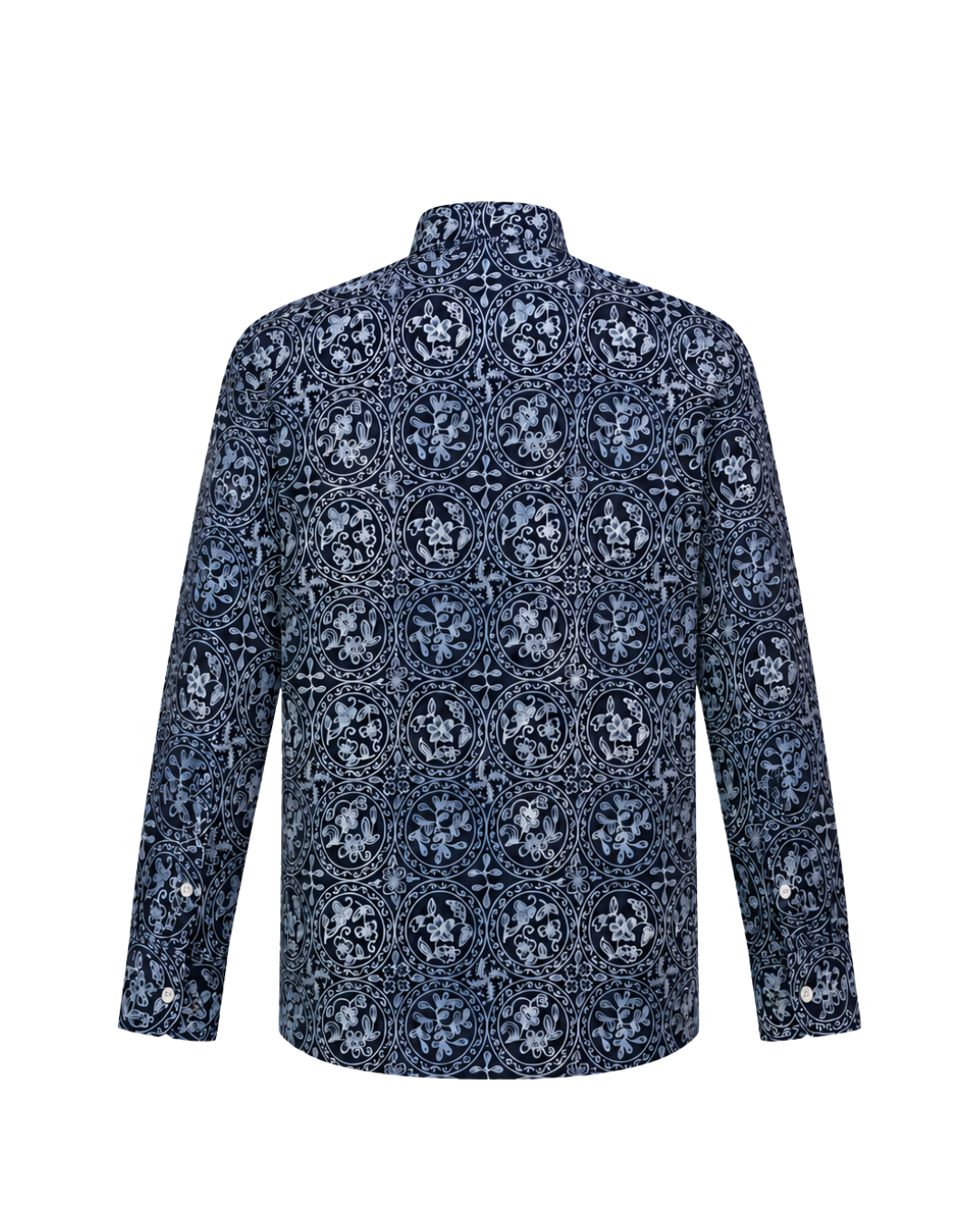 (LSPC-C-BLU) Long Sleeve Pointed Collar Blue Circles Shirt
