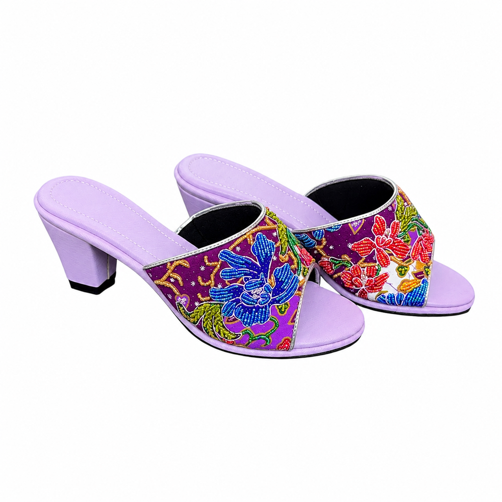 (HPUR-ORBLURED) Purple Heels - Blue Red Beaded Orchid