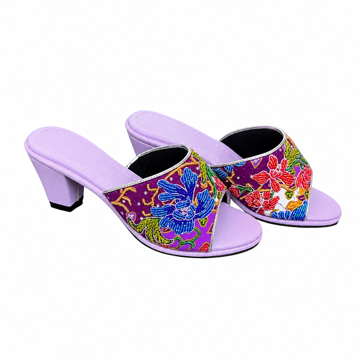(HPUR-ORBLURED) Purple Heels - Blue Red Beaded Orchid