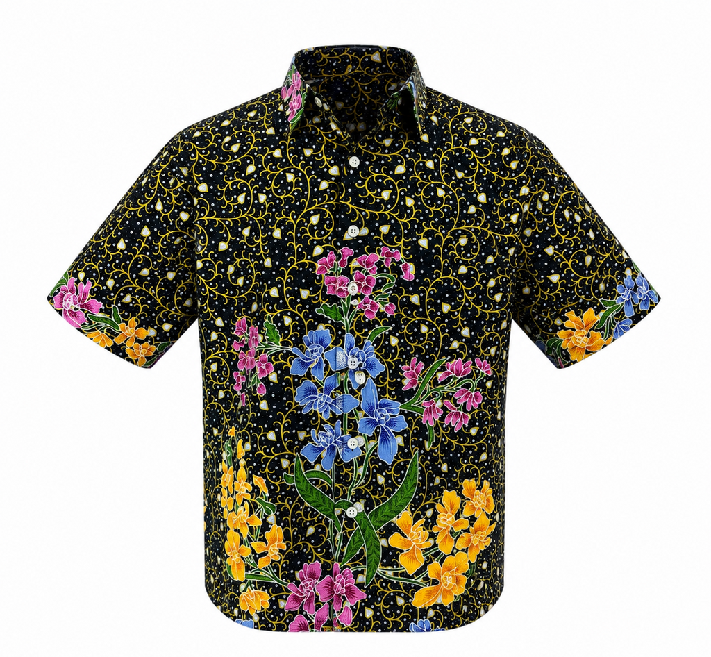 (SSPC-OR-BLK) Short Sleeve Pointed Collar Black Orchid Shirt