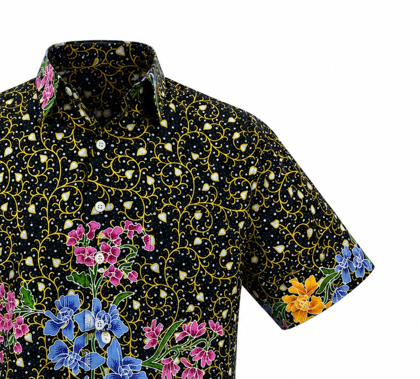 (SSPC-OR-BLK) Short Sleeve Pointed Collar Black Orchid Shirt