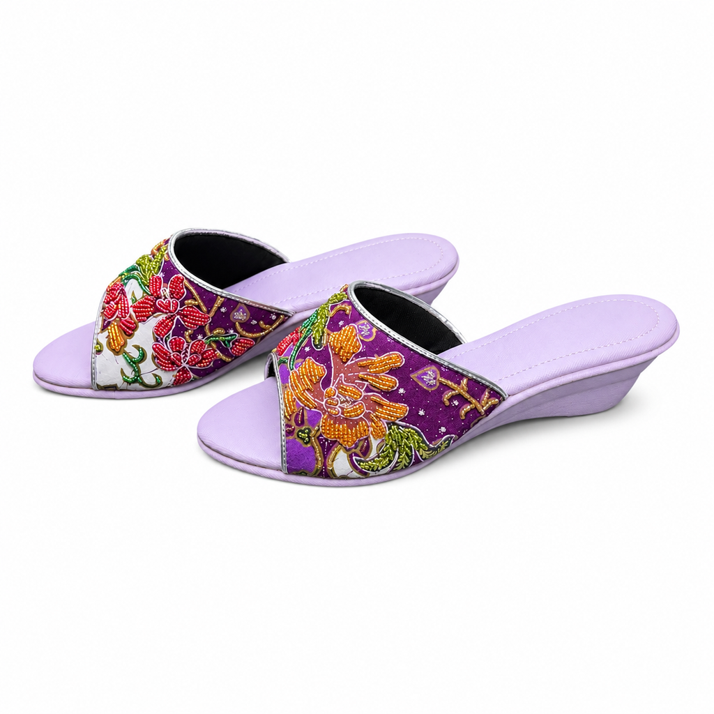(WPUR-ORYLWRED) Purple Wedges - Yellow Red Beaded Orchid