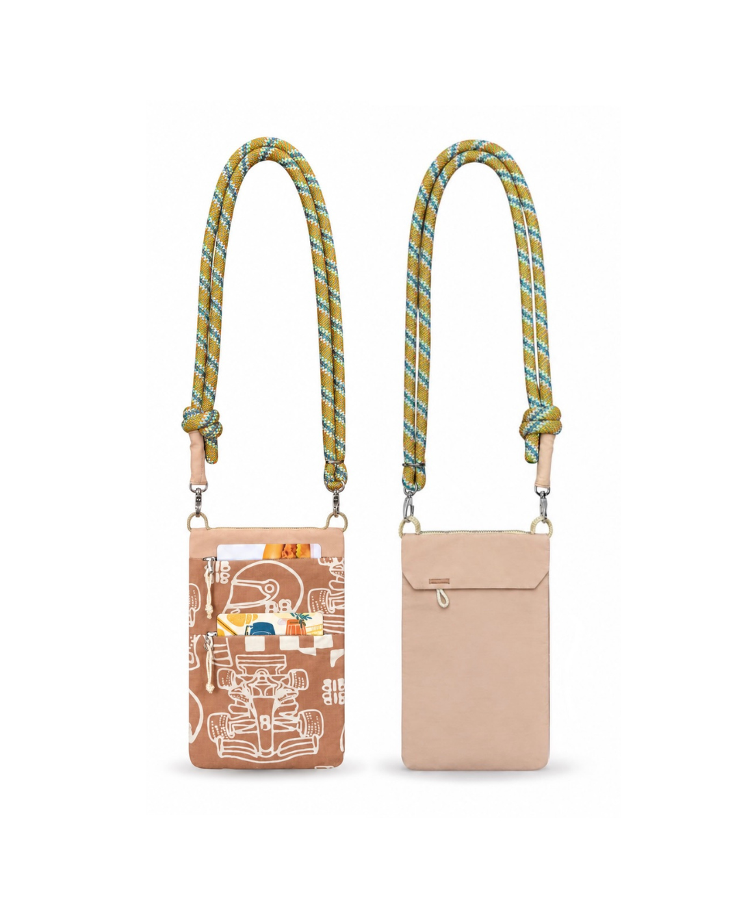 (GSECP-RF-BEI) Beige Racing Flags Batik Everyday Crossbody Pouch