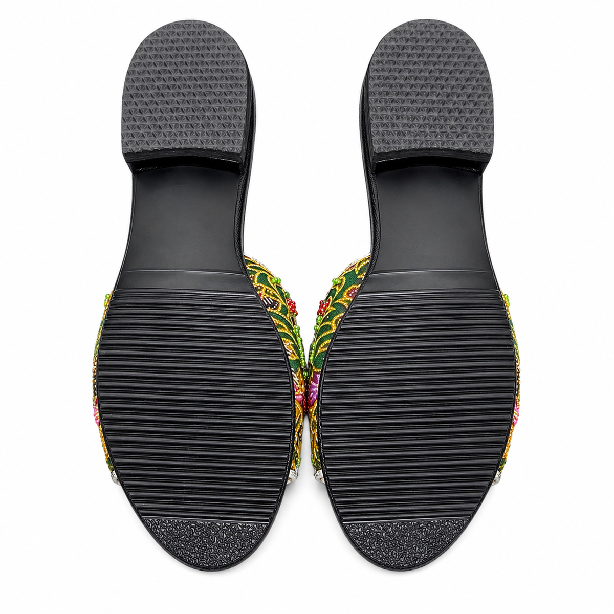 (FBLK-FLOPURPNK) Black Flats - Purple Pink Beaded Flower