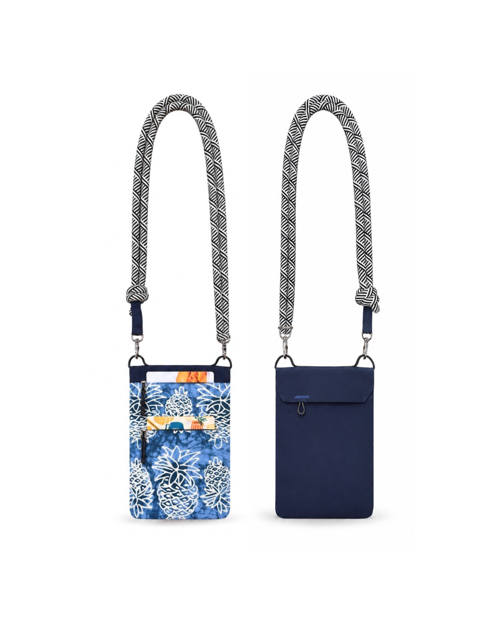 (GSECP-PIM-BLU) Blue Mini Pineapple Batik Everyday Crossbody Pouch