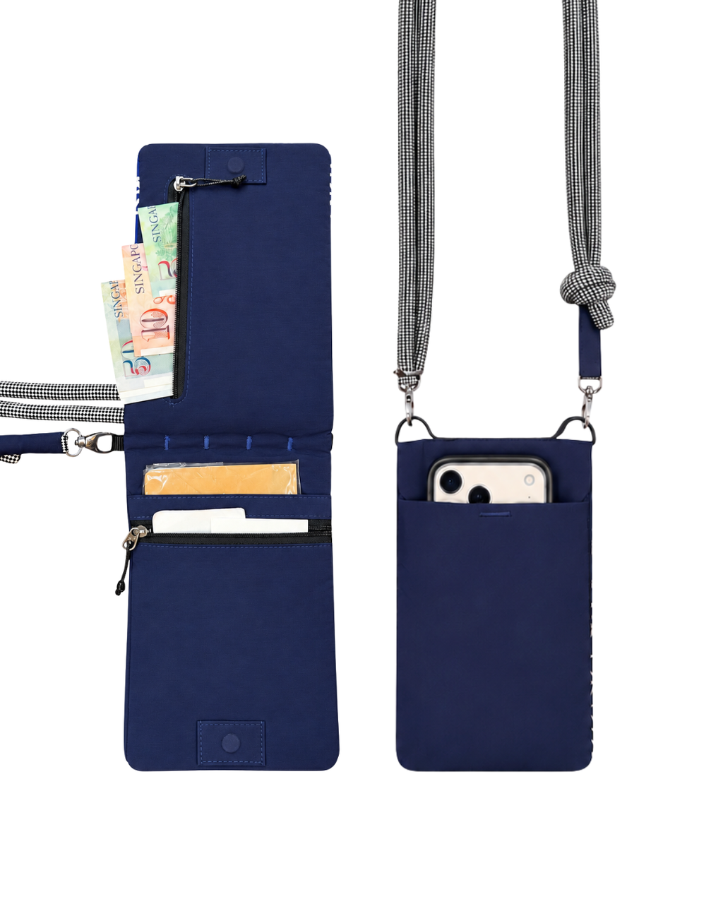 (GSECP-RF-BLU) Blue Racing Flags Batik Everyday Crossbody Pouch
