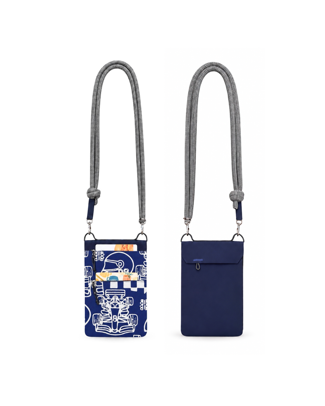 (GSECP-RF-BLU) Blue Racing Flags Batik Everyday Crossbody Pouch