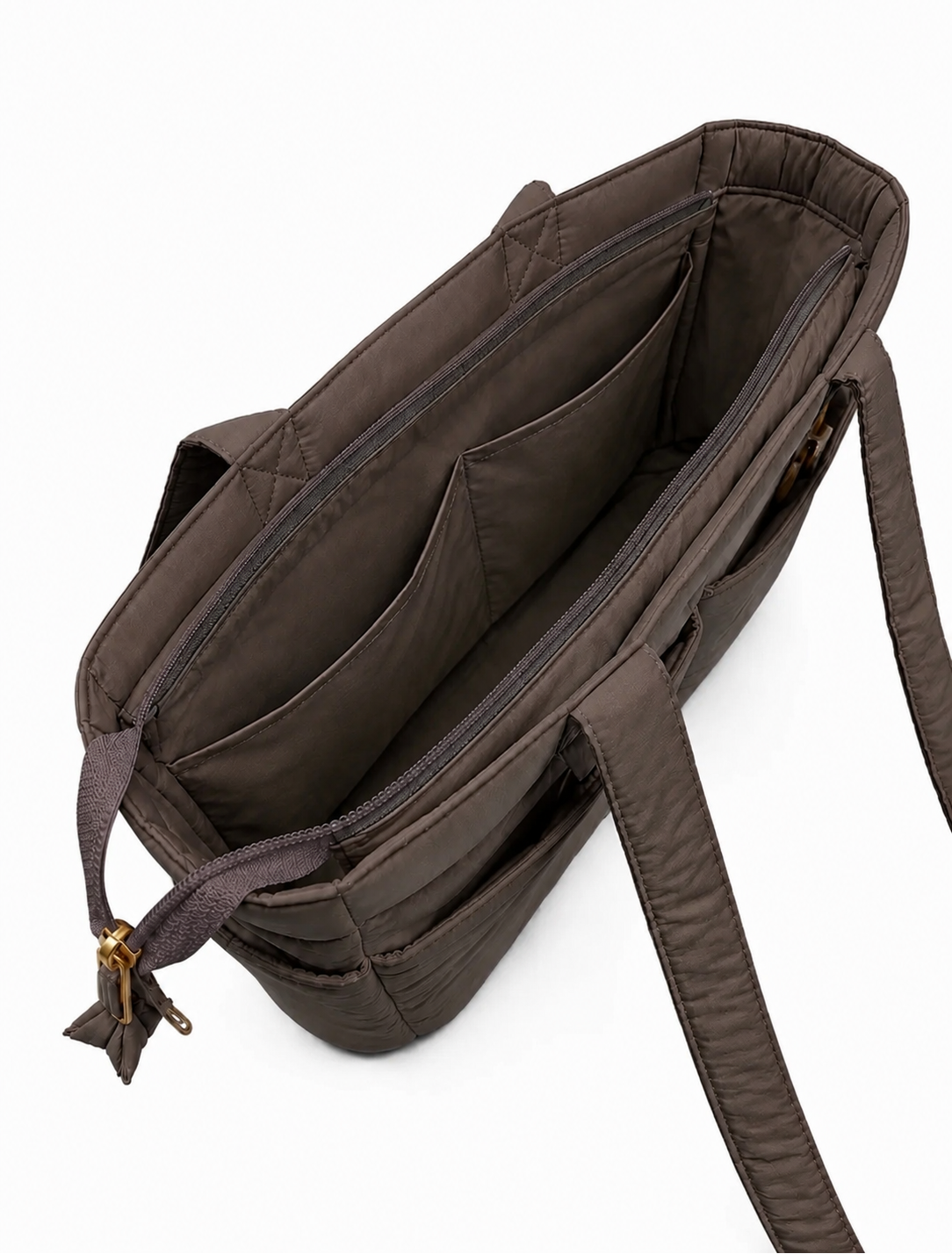 (TTCPEBB-FF-BRN) Brown Puffer Flower Fish Embroidery Boston Bag