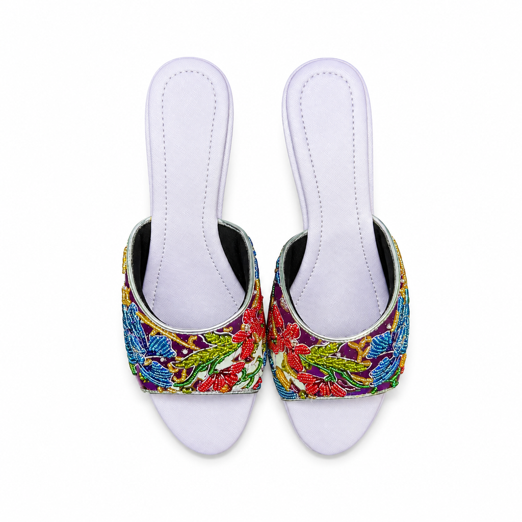 (HPUR-ORBLURED) Purple Heels - Blue Red Beaded Orchid