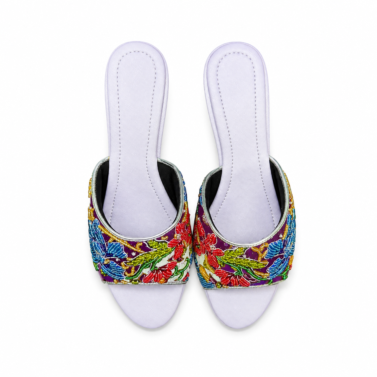 (HPUR-ORBLURED) Purple Heels - Blue Red Beaded Orchid