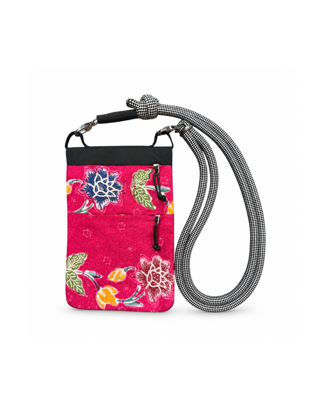 (GSECP-FL-PNK) Pink Floral Batik Everyday Crossbody Pouch